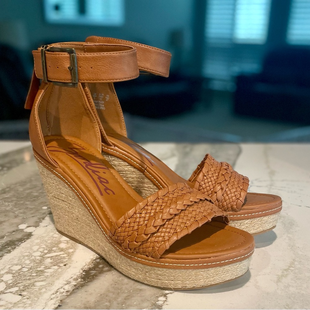 Brown/tan wedge sandals. Zodiac